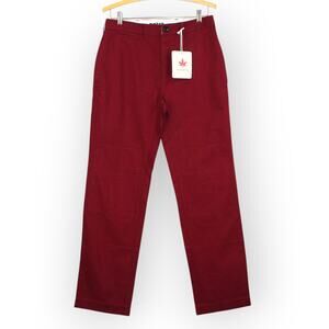 BOAST USA Mens 30x32 Patch Canvas Chino Pant Burgundy Wine Cotton Flat NWT